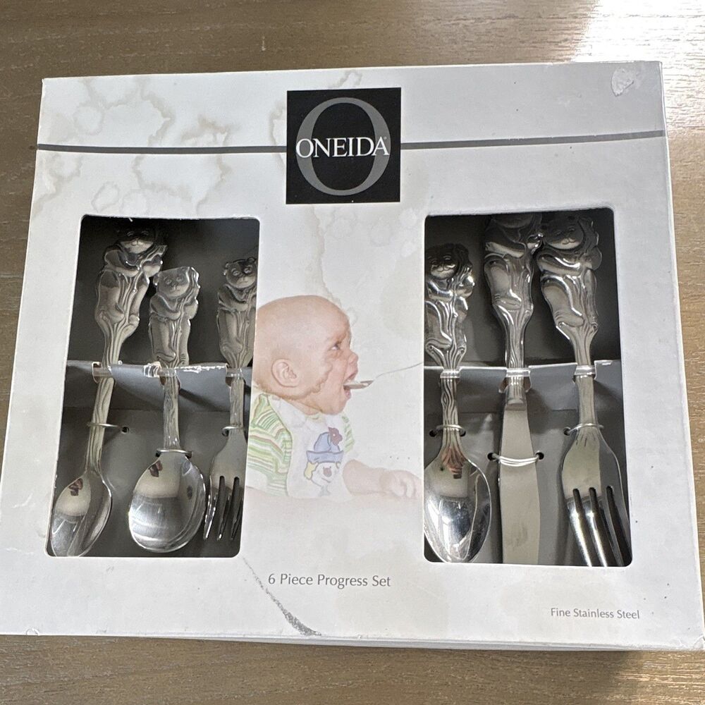 Oneida Cubby Bear 6 Piece Progress Flatware Set Stainless Steel NIB New Vintage
